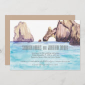Cabo Mexico Waterverf Wedding Invite Kaart (Voorkant / Achterkant)
