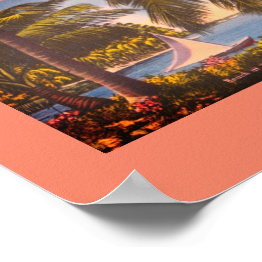 Cabo Rojo, Puerto Rico - Beach at Joyuda Poster (Hoek)