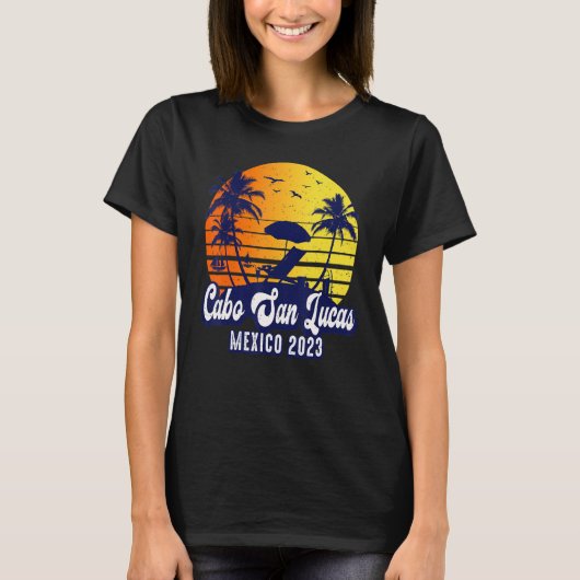 Cabo San Lucas 2023 Mexico Sunset Beach Retro_1 T-shirt (Voorkant)