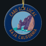 Cabo San Lucas Arch Mexico Retro Gedecoreerde Cirk Keramisch Ornament<br><div class="desc">Cabo San Lucas in een vector kunststijl. Cabo San Lucas,  een resortstad aan de zuidpunt van het schiereiland Baja California in Mexico,  staat bekend om zijn stranden,  wateractiviteiten en nachtleven.</div>