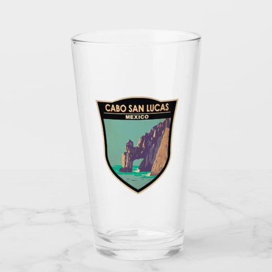 Cabo San Lucas Arch Mexico Retro Kring Oud Glas (Voorkant)