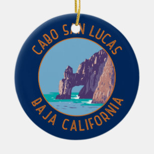 Cabo San Lucas Arch Mexico Retro Noodcirkel Keramisch Ornament