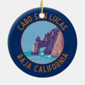 Cabo San Lucas Arch Mexico Retro Noodcirkel Keramisch Ornament (Achterkant)