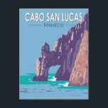 Cabo San Lucas Arch Mexico Vintage voor Reiskunst Briefkaart<br><div class="desc">Cabo San Lucas in een vectorkunststijl. Cabo San Lucas,  een badplaats op de zuidpunt van het Mexicaanse schiereiland Baja California,  staat bekend om zijn stranden,  activiteiten op waterbasis en het nachtleven.</div>