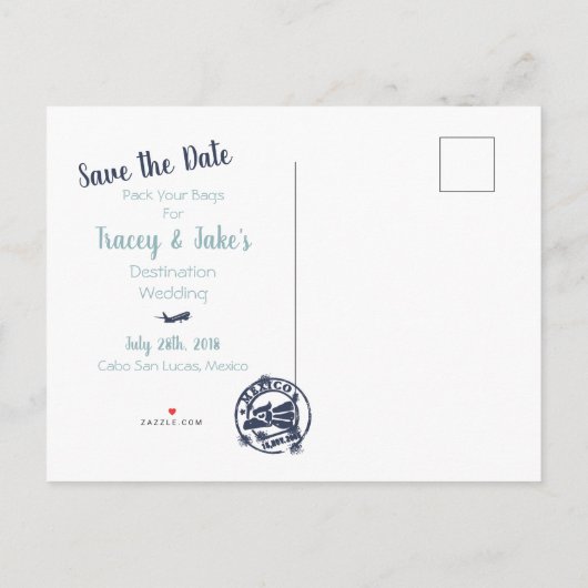 Cabo San Lucas Bestemming Bruiloft Bewaar de datum Aankondigingskaart (Achterkant)