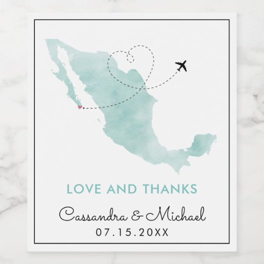 Cabo San Lucas | Bestemming Bruiloft | Wijn Etiket (Enkel label)