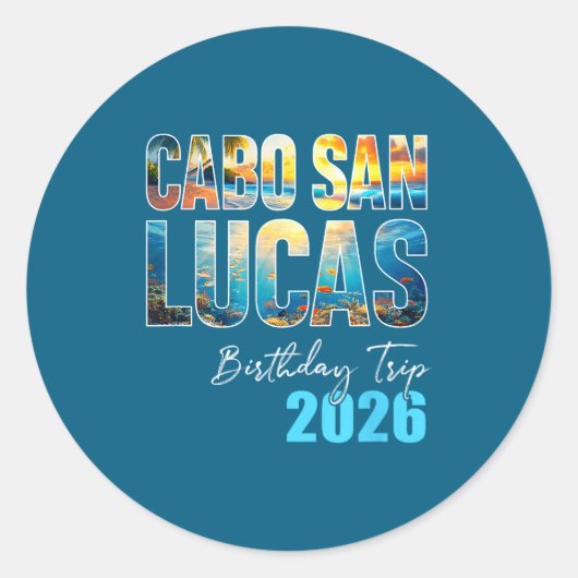 Cabo San Lucas Birthday Trip 2026 Vacation Party C Ronde Sticker (Voorkant)
