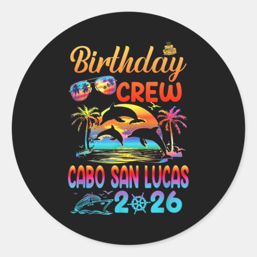 Cabo San Lucas Birthday Trip Vacation 2026 Matchin Ronde Sticker (Voorkant)