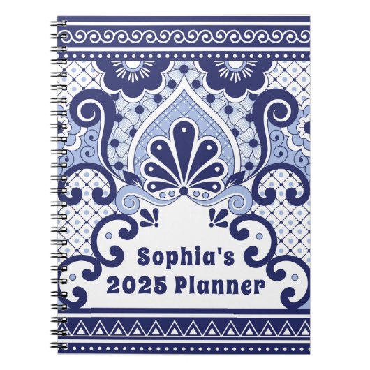 Cabo San Lucas Blue en White Mexican Talavera Tege Notitieboek (Voorkant)