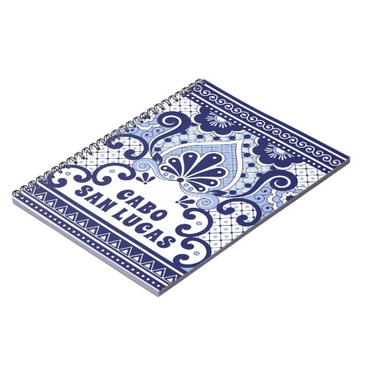 Cabo San Lucas Blue en White Mexican Talavera Tege Notitieboek (Linkerzijde)