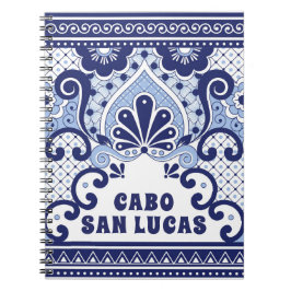 Cabo San Lucas Blue en White Mexican Talavera Tege Notitieboek