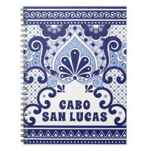 Cabo San Lucas Blue en White Mexican Talavera Tege Notitieboek