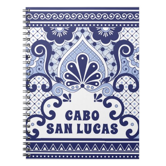 Cabo San Lucas Blue en White Mexican Talavera Tege Notitieboek (Voorkant)