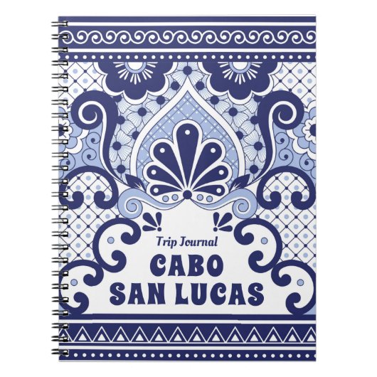 Cabo San Lucas Blue en White Mexican Talavera Tege Notitieboek (Voorkant)