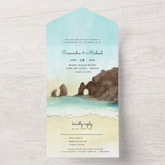 Cabo San Lucas | El Arco | Bestemmingsweddenschap All In One Uitnodiging (Binnen)