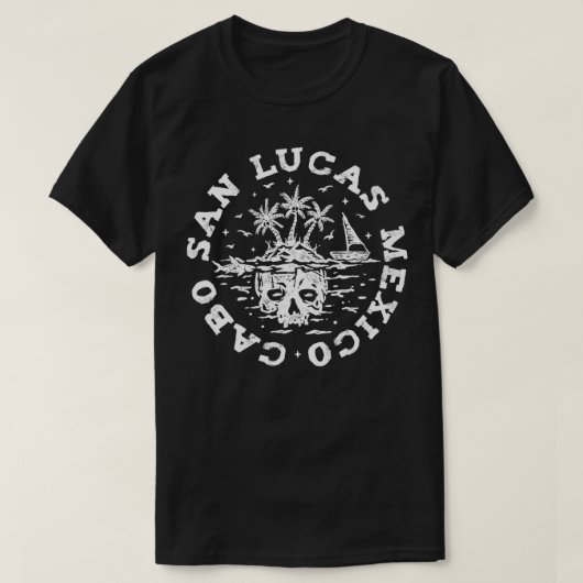 Cabo San Lucas Meico Skull en Island Souvenir T-shirt (Design voorkant)
