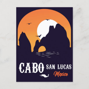 Cabo San Lucas Mexico Arch  retro Sunset Briefkaart