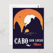 Cabo San Lucas Mexico Arch  retro Sunset Briefkaart (Voorkant / Achterkant)