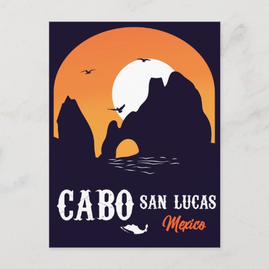 Cabo San Lucas Mexico Arch  retro Sunset Briefkaart (Voorkant)