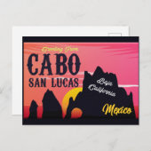 Cabo San Lucas Mexico Arch  retro Sunset Briefkaart (Voorkant / Achterkant)