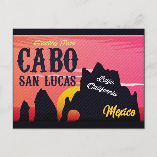 Cabo San Lucas Mexico Arch  retro Sunset Briefkaart (Voorkant)