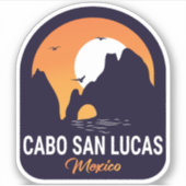 Cabo San Lucas Mexico Arch  retro Sunset Sticker (Voorkant)
