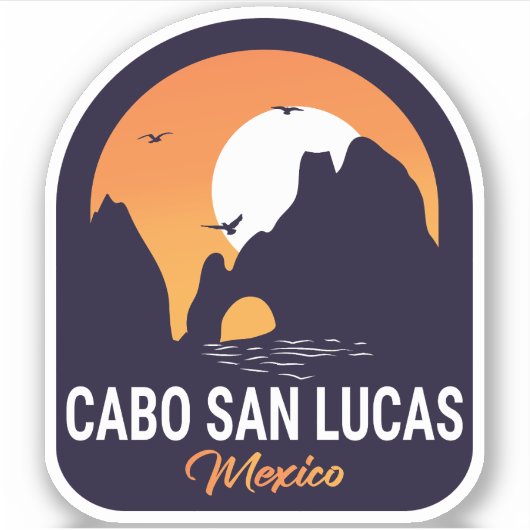Cabo San Lucas Mexico Arch  retro Sunset Sticker (Voorkant)