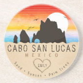 Cabo San Lucas Mexico Arch  retro Sunset Zandsteen Onderzetter (Voorkant)