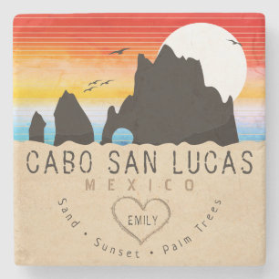 Cabo San Lucas Mexico Beach De Arch Vintage jaren  Stenen Onderzetter
