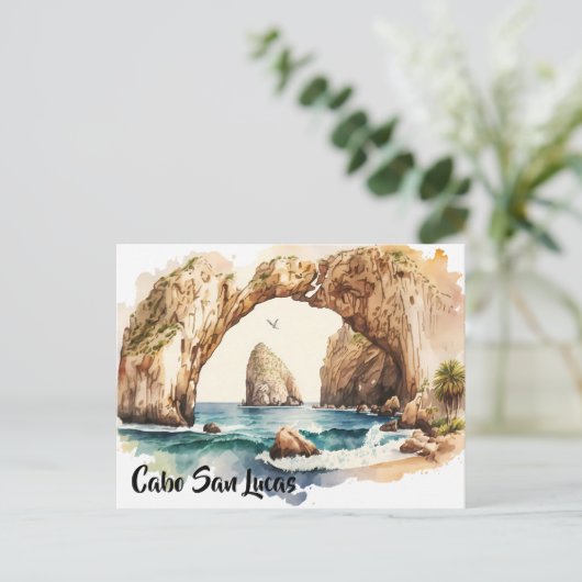 Cabo San Lucas Mexico Beach Waterverf Briefkaart (Staand voorkant)