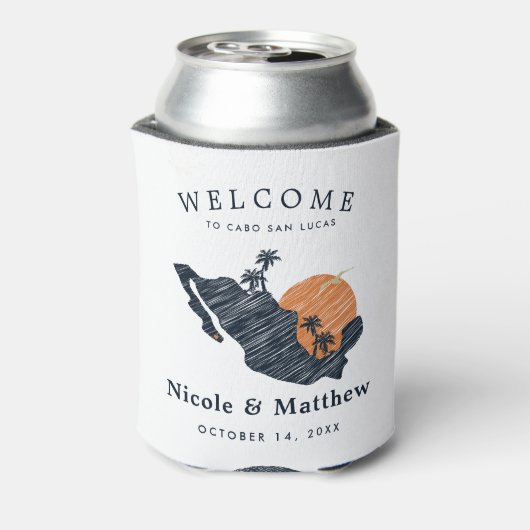 Cabo San Lucas Mexico Marine Kaart Bruiloft Welkom Blikjeskoeler (Blikje Achterkant)