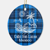 Cabo San Lucas Mexico op Blue Tartan Kerstmis Keramisch Ornament (Links)