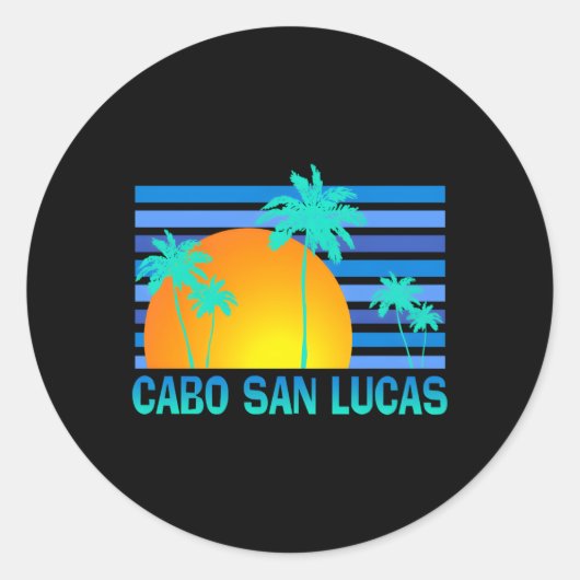 Cabo San Lucas Mexico Palm Tree Vakantie Ronde Sticker (Voorkant)