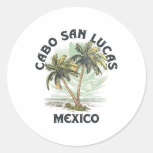 Cabo San Lucas Mexico Palmen Vintage Strand Ronde Sticker