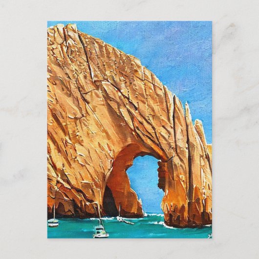 Cabo San Lucas Mexico Retro schilderij Briefkaart (Voorkant)