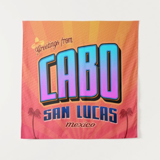 Cabo San Lucas Mexico Retro Wall Art Wandkleed (Voorkant)