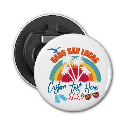 Cabo San Lucas Mexico Vakantie Personalisatie Button Flesopener (Voorkant)
