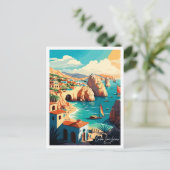 Cabo San Lucas Mexico vintage reisillustratie Briefkaart (Staand voorkant)