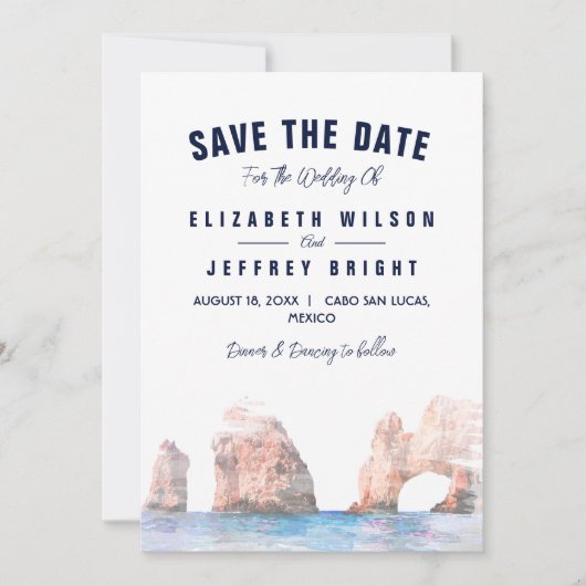 Cabo San Lucas Mexico Waterverf Save the Date Kaart (Voorkant)