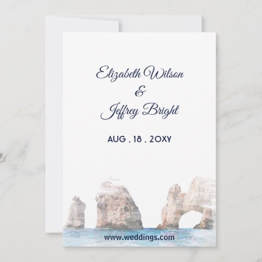 Cabo San Lucas Mexico Waterverf Save the Date Kaart (Achterkant)