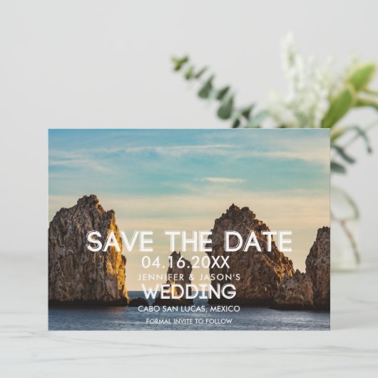 Cabo San Lucas Mexico Wedding Save the Date (Staand voorkant)