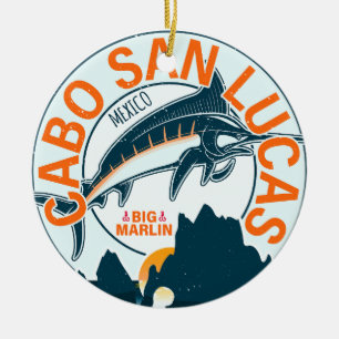 Cabo San Lucas Nautische Gevist Zeilvis Vintage Keramisch Ornament