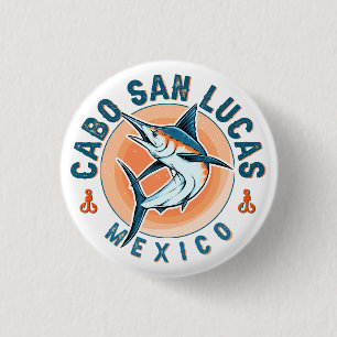 Cabo San Lucas Nautische Gevist Zeilvis Vintage Ronde Button 3,2 Cm