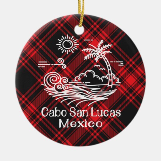 Cabo San Lucas Red Tartan Kerstmis Keramisch Ornament (Voorkant)