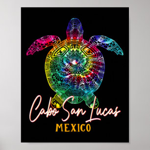 Cabo San Lucas Tie Dye Zee Turtle Matching Family Poster