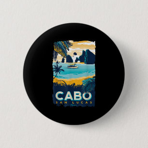 Cabo San Lucas Tropical Beach Mexico Travel Vintag Ronde Button 5,7 Cm