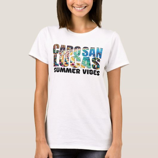 Cabo San Lucas Zonneschijn en Golven Vakantie T-shirt (Voorkant)