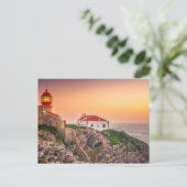 Cabo Sao Vicente op zonsondergang | Algarve, Portu Briefkaart (Staand voorkant)