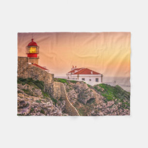 Cabo Sao Vicente op zonsondergang Algarve, Portu Fleece Deken