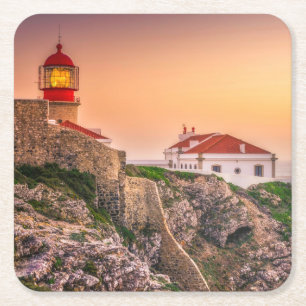 Cabo Sao Vicente op zonsondergang Algarve, Portu Kartonnen Onderzetters